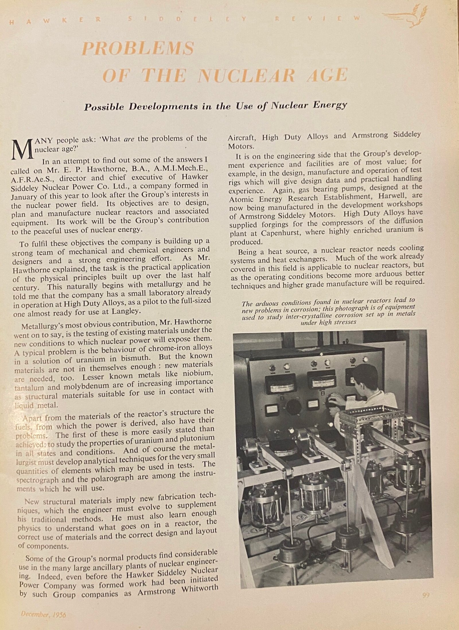 Hawker Siddeley Review Diciembre 1956